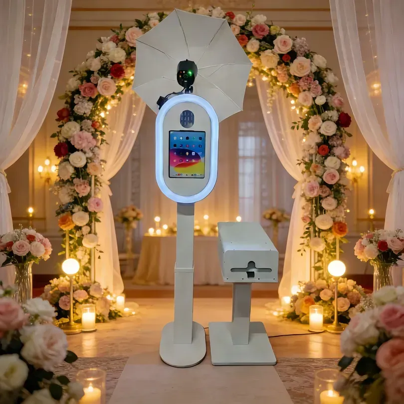 Standard photo booth rental setup at NJ wedding